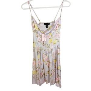 NWT Junior StreetwearSociety Floral Print Corset Mini Sun Dress Pastel Smocked S